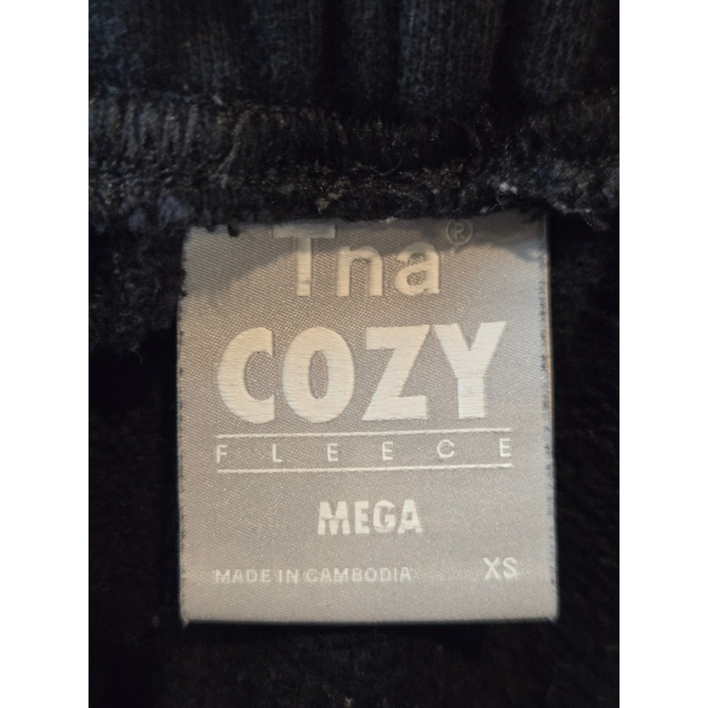 TNA Cozy Fleece Cargo Sweatpants Womens XS Black Mega Fit Joggers Stretch Baggy - Picture 6 of 9